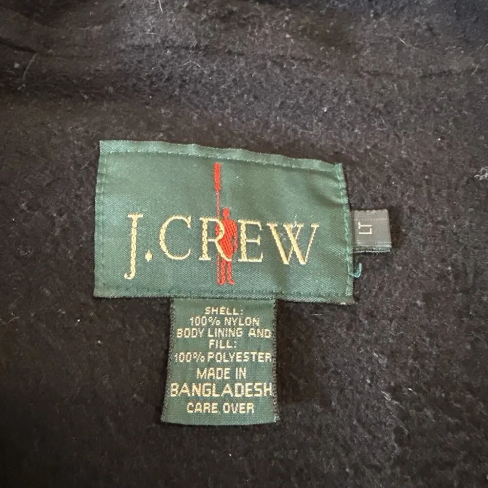J CREW EXPEDITION DOWN PUFFER JACKET Black Soft Shell‎ Vintage Mens Large Tall